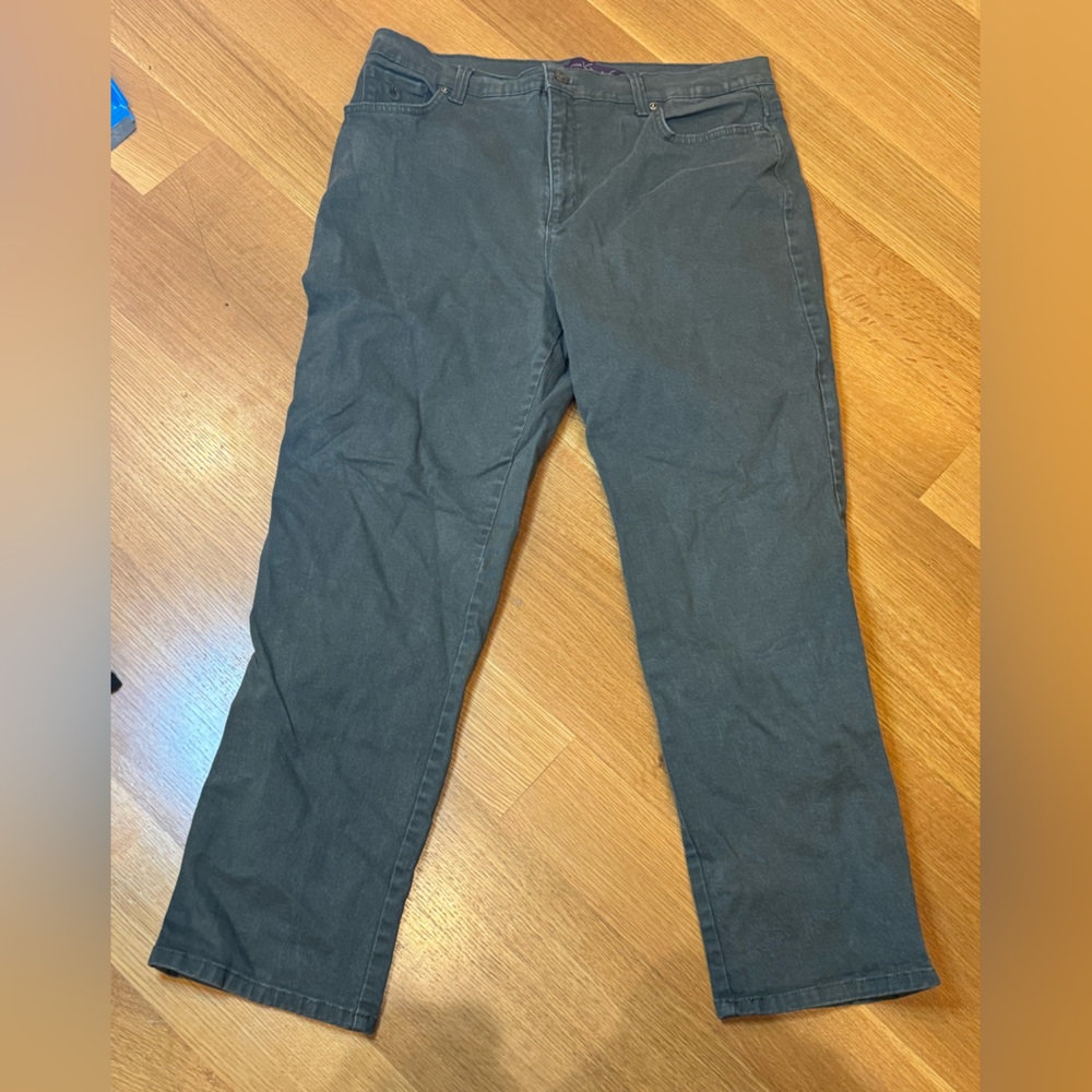 Women’s GLORIA VANDERBILT Green pants Size 16 Short Casual Dressy Fall Work